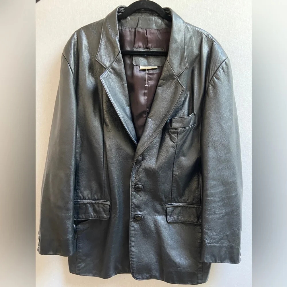 Vintage Leather Ranch classic 3 button leather blazer Sz XL